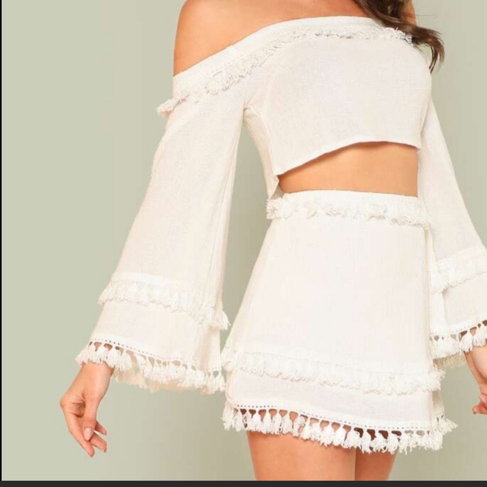 SHEIN White Tassel Skirt Size Small